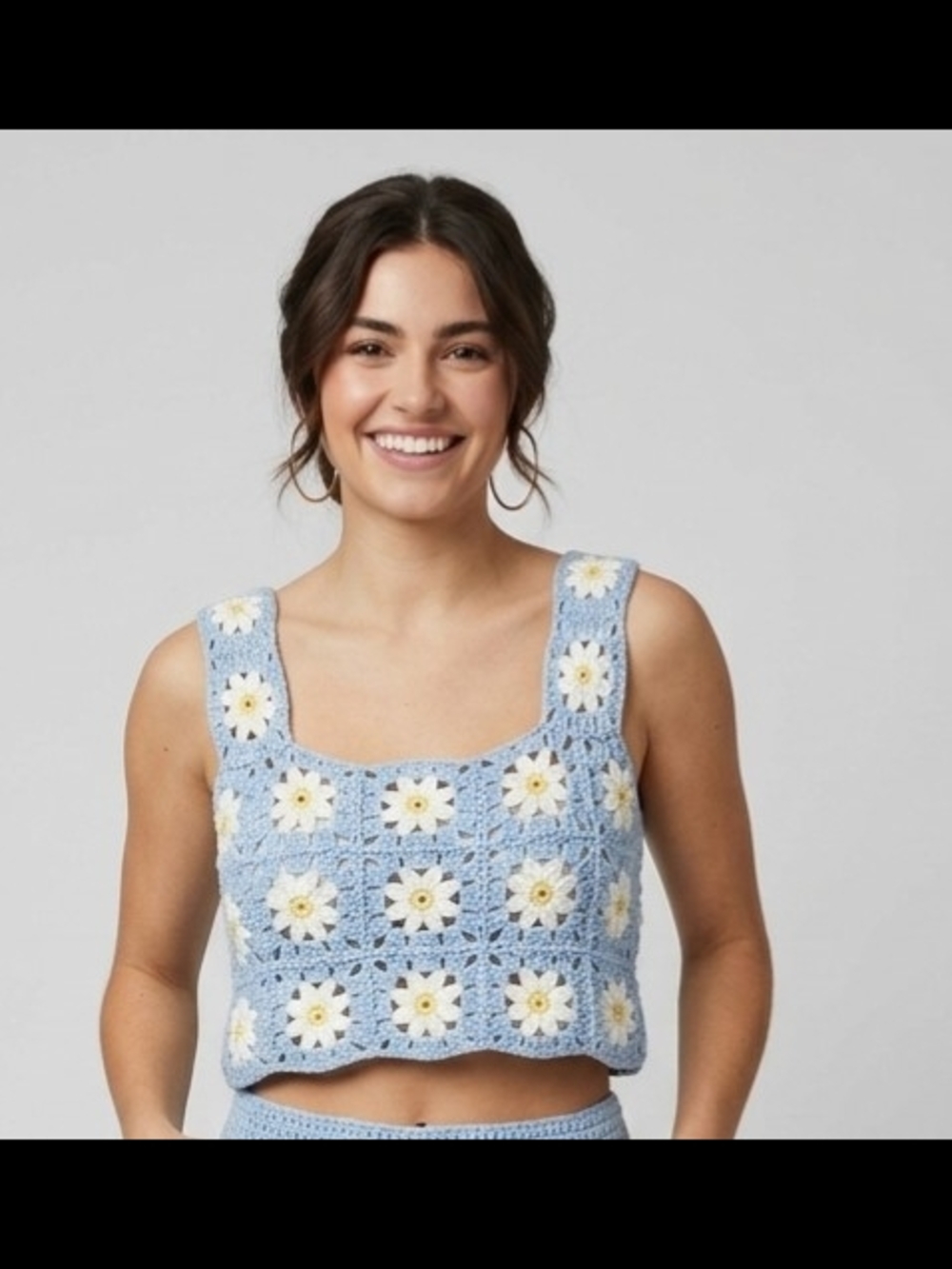 Altar'd State Light Blue Daisy Crochet Crop Top